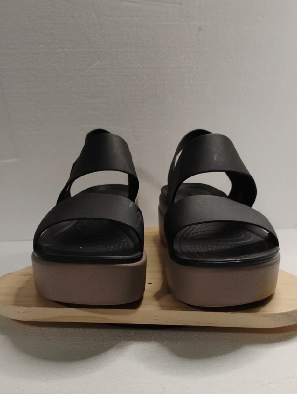 CROCS Black and Taupe Platform Sandals